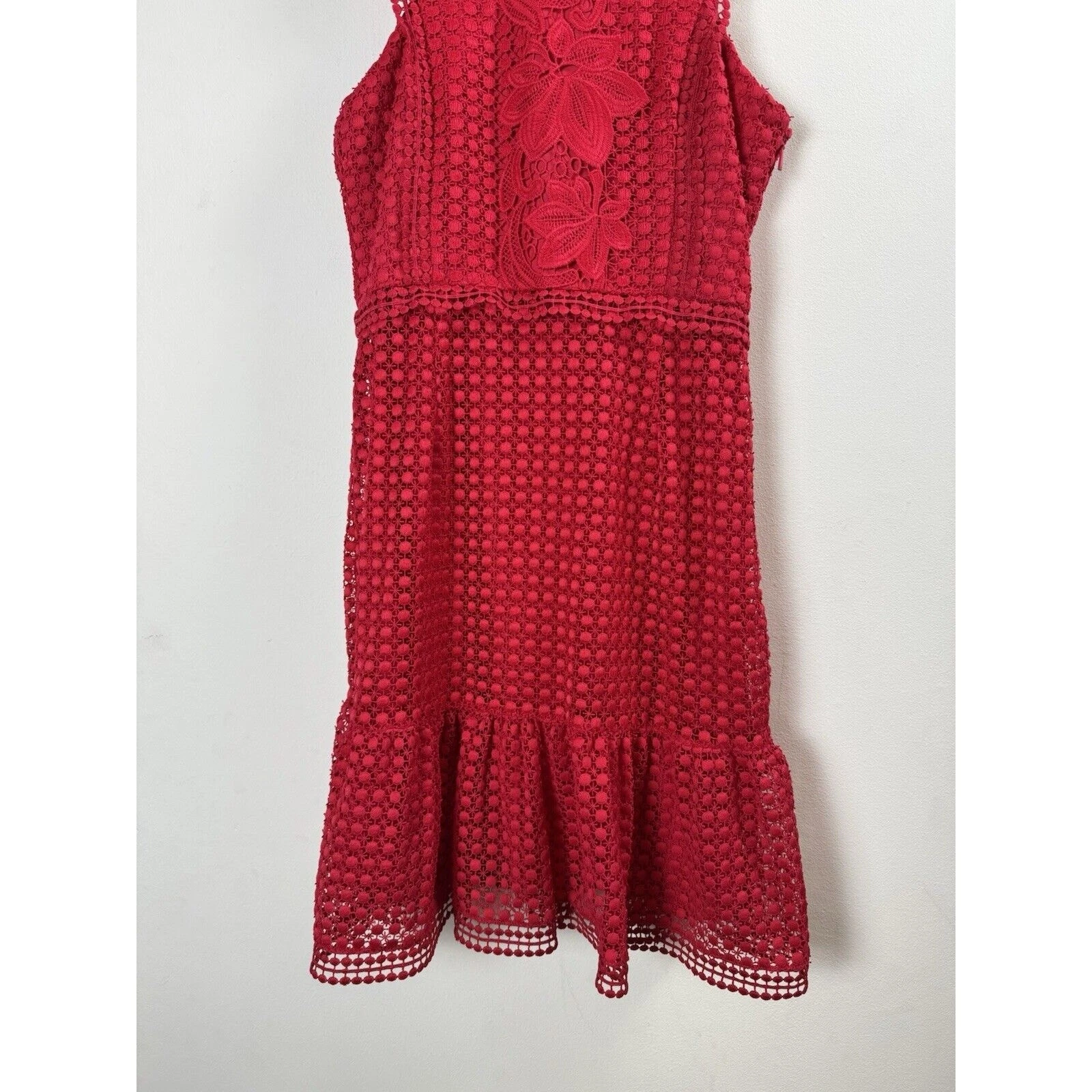 Whistles abito tubino pizzo uncinetto civetta data bohemien sexy San Valentino rosso 6