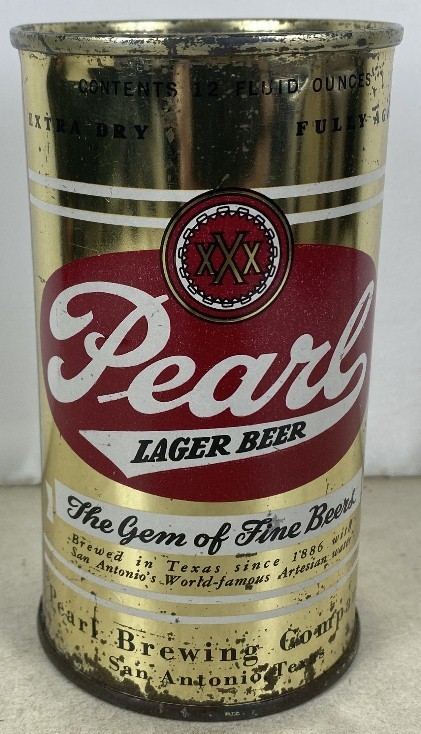 Vintage 1950's Flat Top Beer Can Pearl Lager Beer San Antonio, TX