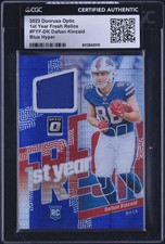 2023 Donruss Optic 1st Year Fresh Blue Hyper Dalton Kincaid RC PATCH CGC AUTH