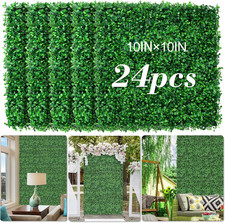 AOKIE 10"X10" Artificial Grass Wall, 24Pcs Boxwood Hedge Wall Panels Uv-Anti Gra