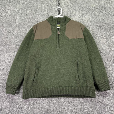 #ad Cabela#x27;s Sweater Mens XL Green 1 4 Zip Mock Neck Lined Pullover Hunting Outdoor $22.99