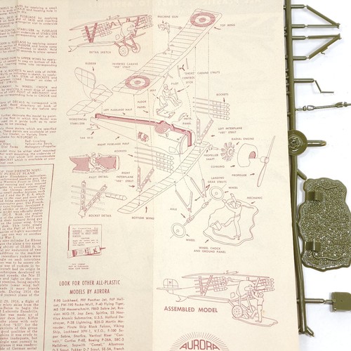 Aurora World War I French Newport ll -1/4" Model, 1956, Kit No. 101-79, komplett - Bild 8 von 19