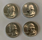 1964 Washington Quarter Silver Four (4) Coins Uncertified Circulated Ungraded(J)