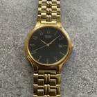 Vintage Men’s Seiko Watch 33mm Gold Tone Case Black Dial With Date V722 7058 BU