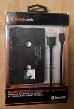 Blackweb Bluetooth Cassette Adapter BWA19WI055 Wireless USB Charger Cable NOB