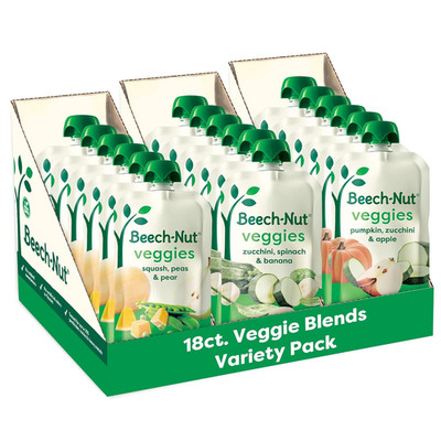 Baby Food Pouches Variety Pack, Veggie Purees, 3.5 oz (18 Pack)