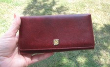 Vintage Lady Bosca Envelope Continental Wallet Burgundy 7 x 3.5" Credit Cards