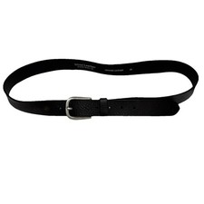 Size 40 Mimi Australia Black leather woven tooled buckle stitched belt