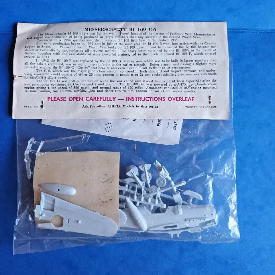 KIT Aereo MESSERSCHMITT Bf 109 G-6 - Airfix #86 - 1:72 - Anni '60-'70 - VINTAGE - Immagine 2 di 2