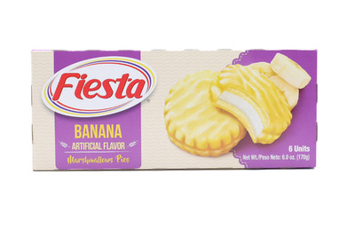 Fiesta Banana Marshmallow Pies 6 Count Puerto Rican Sweet Snack 6.0 oz Pack