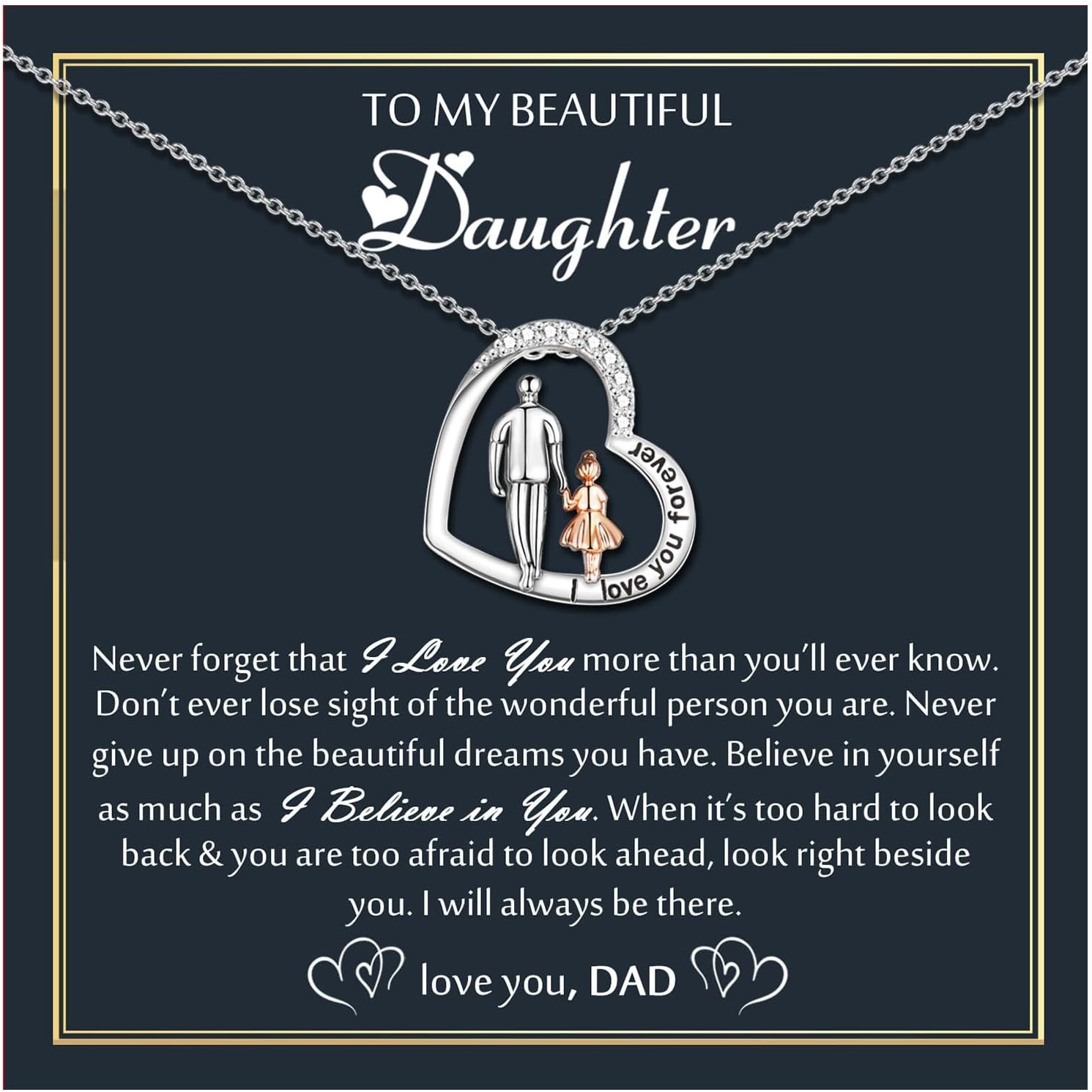 Daughter Gifts from Dad, Silver Father to My Daughter Necklace Present for Birt