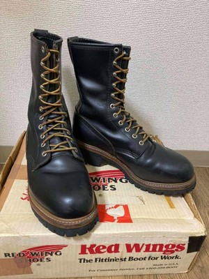 REDWING 2218 8.5D Logger Boots Black #0430