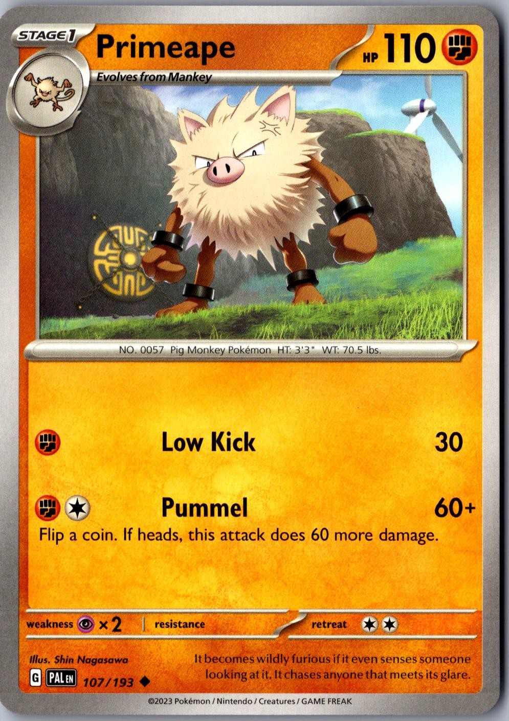 Primeape 107/193 Uncommon SV02: Paldea Evolved LP Pokemon Card