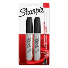 Sharpie Permanent Markers Chisel Tip Black 2 Count