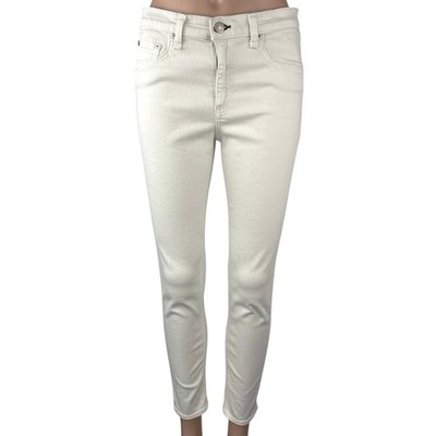 Rag & Bone Women's White Mid Rise Capri Cropped Skinny Denim Jeans Size 30