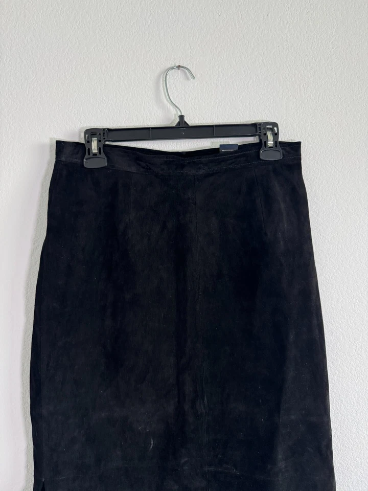 Falda lápiz Sonoma de cuero gamuza para mujer 10 negra lateral dividida clásica cremallera trasera Foto 2 de 4