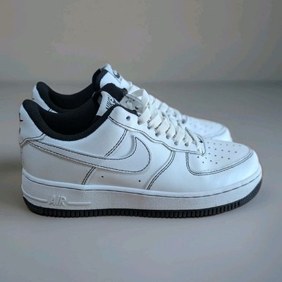 Nike Air Force 1 '07 Low Top Sneakers Contrast Stitch White Black CV1724-104 6.5