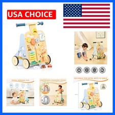 Wooden Baby Walker, Baby Push Walker for 12 , Baby Walker with Activity Cent...