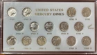 Set of Mercury Silver Dimes 1941-1945 (15 COINS)-BU