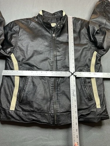 Vintage De-coded Black With Stipe Leather Jacket Mens Size M image 7