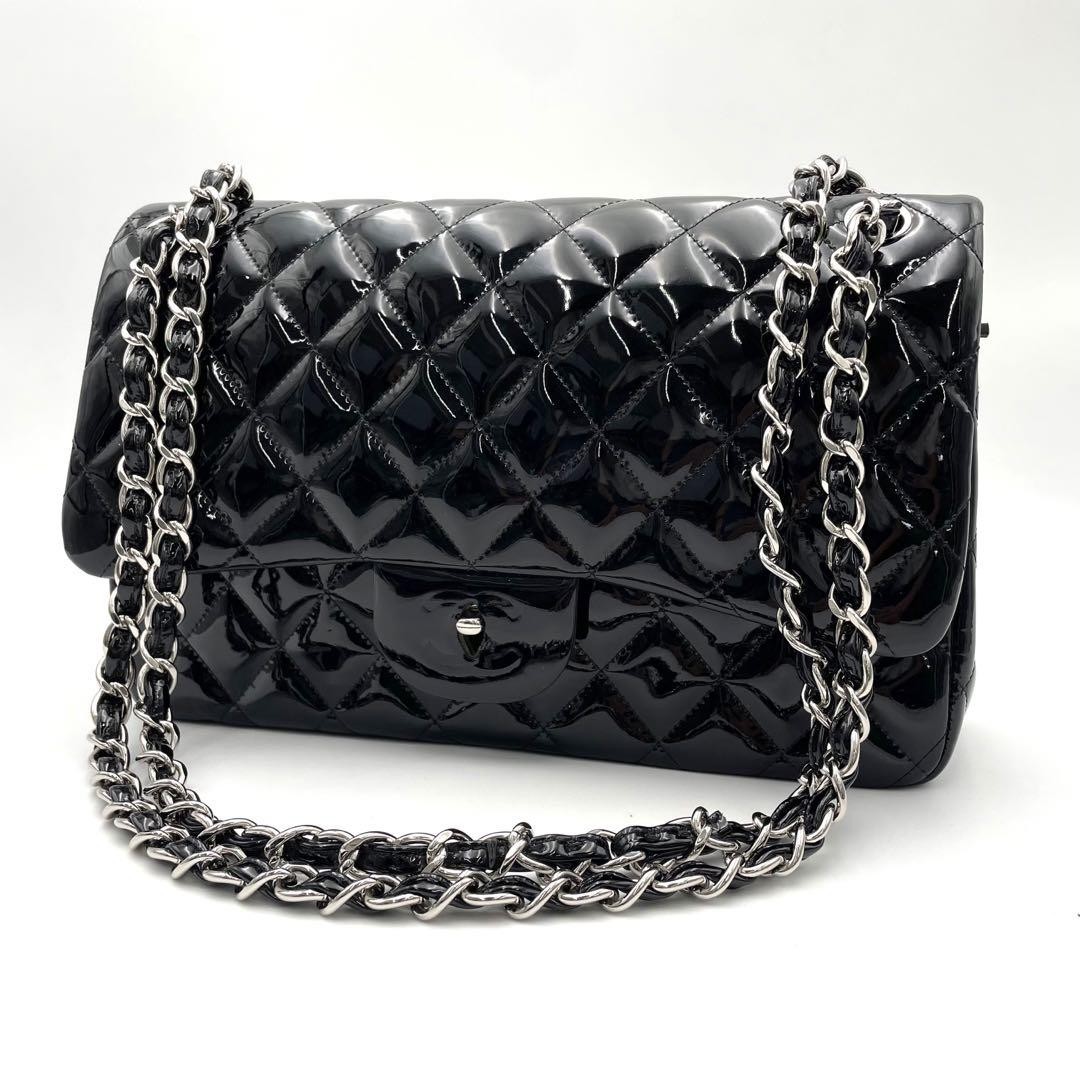 CHANEL Deca Matelasse Patent Leather Chain Shoulder Bag PG08TO