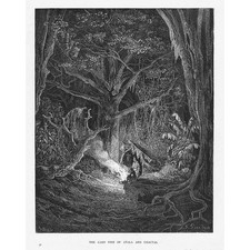 GUSTAVE DORE Camp Fire Of Atala And Chactas - Antique Print c1880