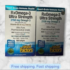 FOR 2 Natural Factors RxOmega-3 Ultra Strength 2150mg Omega-3 150ct 06/26+ NEW