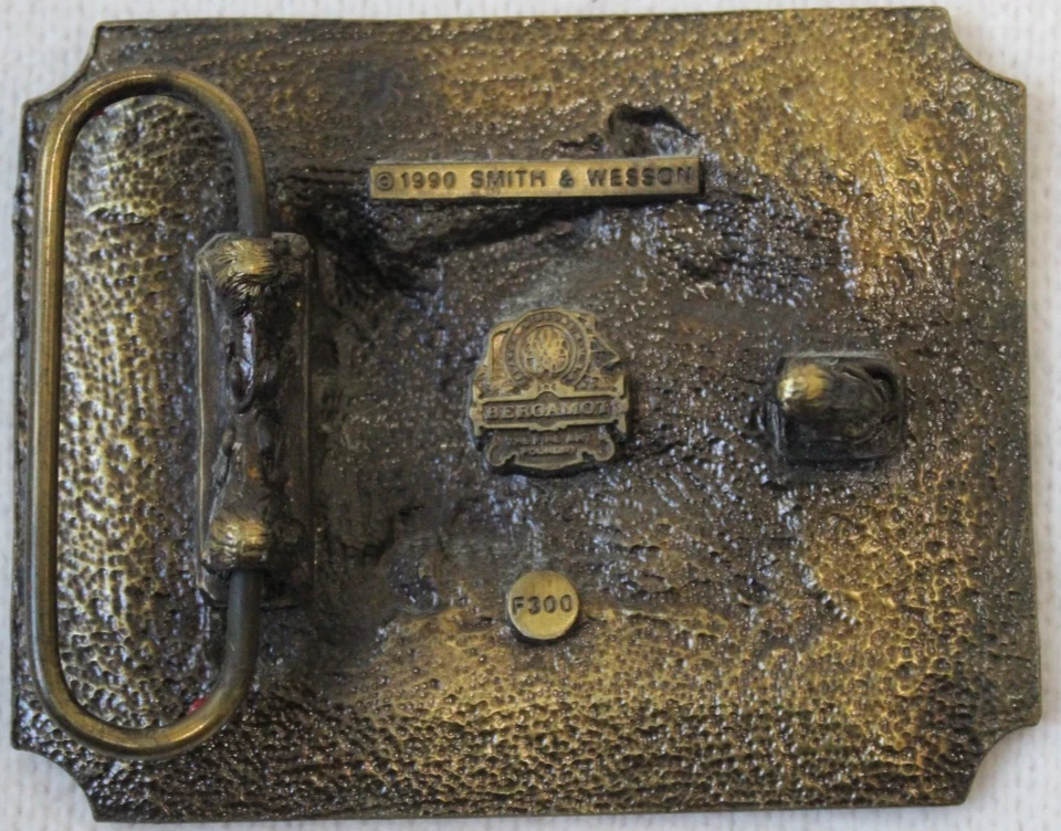 Vintage 1990 Smith & Wesson Revolvers Belt Buckle Bergamot Foundry Brass F300 - Image 2 of 3