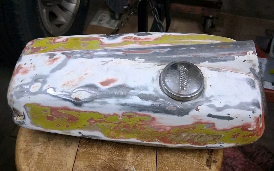 1930 s Indian Motorcycle Sport Scout Gas Tank, Rubber Mounted Front,straped Back - Image 3 of 4