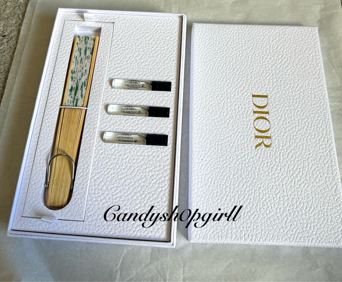 2PC Dior Lily Of The Valley Folding Fan/Strap/Lucky EDP 2ml/Dior