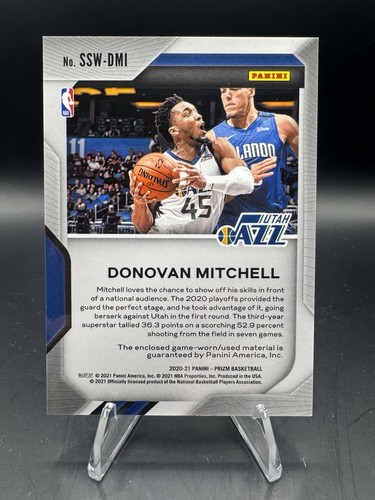 2020-21 Prizm Donovan Mitchell Game Worn Sensational Swatches #SSW-DMI Jazz - Picture 2 of 2