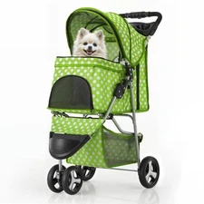 3 Wheels Pet Dog Cat Stroller for Small Medium Dogs Cats, Foldable Jogger Str...