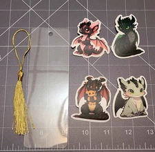 4 Dragon Themed Stickers  Bookmark Kit For Kids