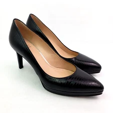 Stuart Weitzman Womens Size 8.5 Black Snake Print Slip On 3 In Pump Heels Shoes