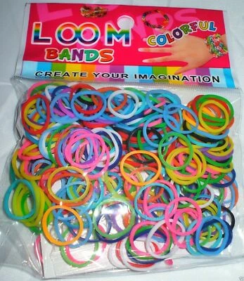 Loom Bands DIY Starter Set 600 Bands 300 Bänder Webrahmen Neon Glitter Charms