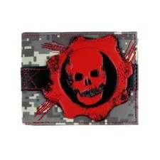 Gears of War RED OMEN SKULL Themed Faux Leather Die Cut Bifold Wallet 2