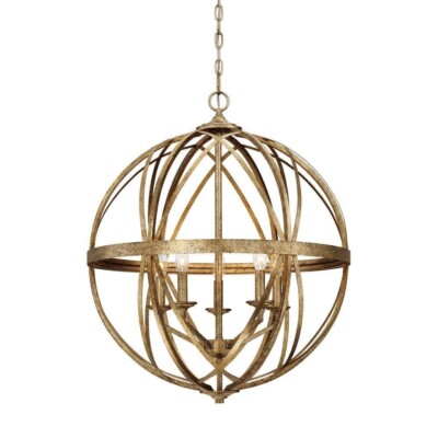 Lakewood Collection 5-Light Vintage Gold Sphere Pendant by Millennium Lighting