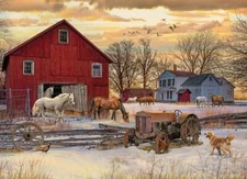 Cobble Hill Winter on the Farm 1000 Piece Jigsaw Puzzle