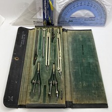 Vtg USA Made Scranton, PA “TESCO” Academic Drafting Tool Set Velvet Lined In Box