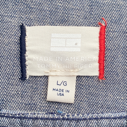 Tommy Hilfiger Jean Jacket Women L Blue Cone Denim Pleat Back Trucker Biker USA - Bild 11 von 19