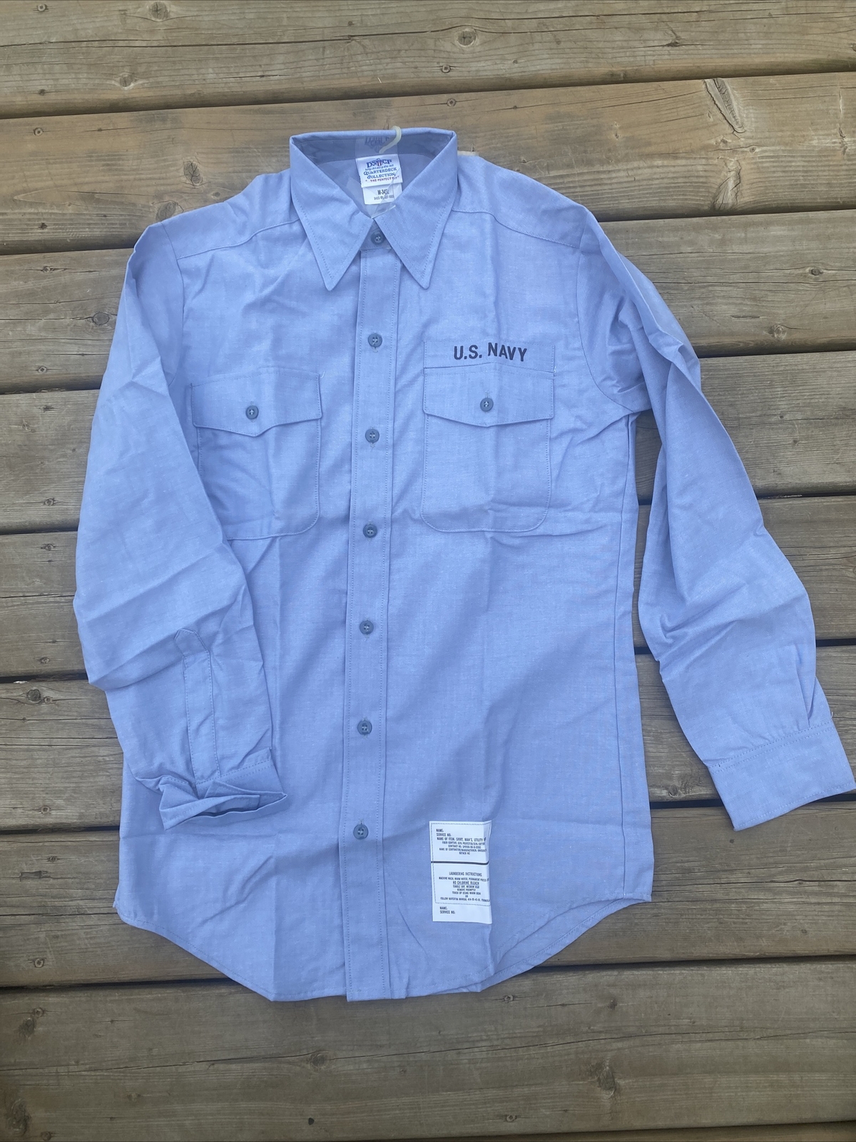 Men's Chambray DSCP U.S. Navy Blue Long Sleeve Utility Work Shirt