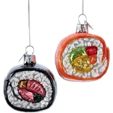 Kurt Adler Noble Gems Glass Sushi Christmas Ornament, Assorted (2 Pack)