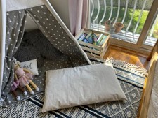 Natural Cotton Canvas Dog Bed: Removable Washable Cover, Natural Filler