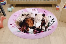 Kinderteppich Pferdefreunde Pferde rosa rund 100cm