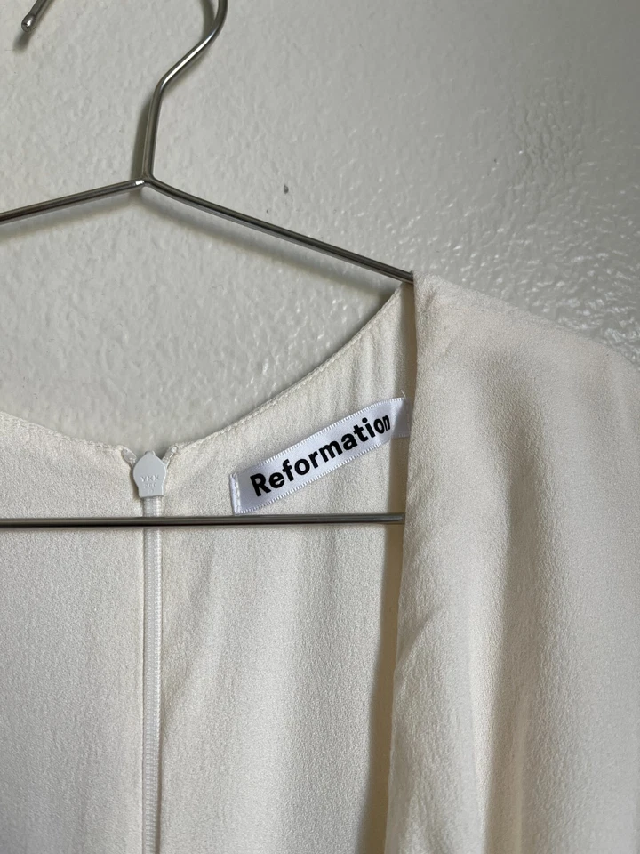 Reformation Women's Gatsby Gathered Maxi Dress in Ivory Size US 0 - Image 4 of 4