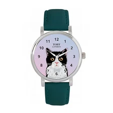 Toff London TLWS-56487 Ladies Black And White Cat Head Watch