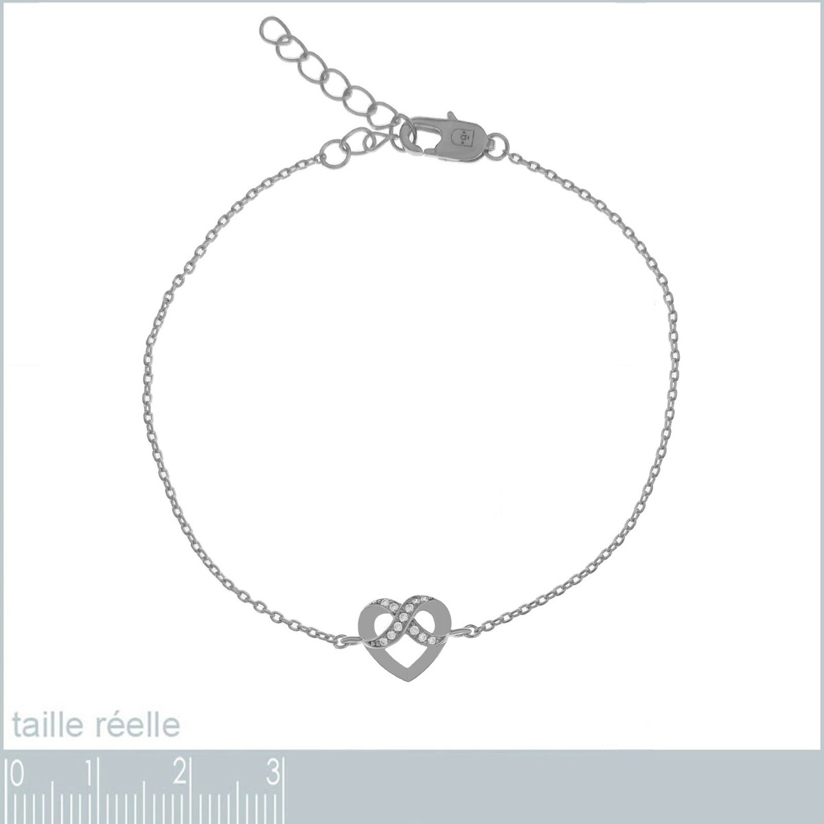 Bracelet Femme Infini En Argent Rhodié Et Zircon - Longueur 16cm (+3cm Extensible) - Neuf Avec étiquettes