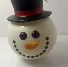 Blow Mold Snowman Head Lights Up Hanging Ornament 10" Christmas Frosty Christmas