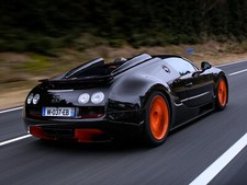 Cars bugatti veyron grand sport roadster speed orange Desk Mat Stitched