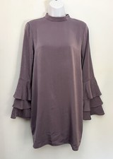 EVERLY MADE IN USA Mini Dress Size S Sheath Band Collar Layered Sleeves Cocktail